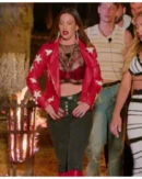 Battle Camp S01 Polly Brindle Red Star Print Leather Jacket