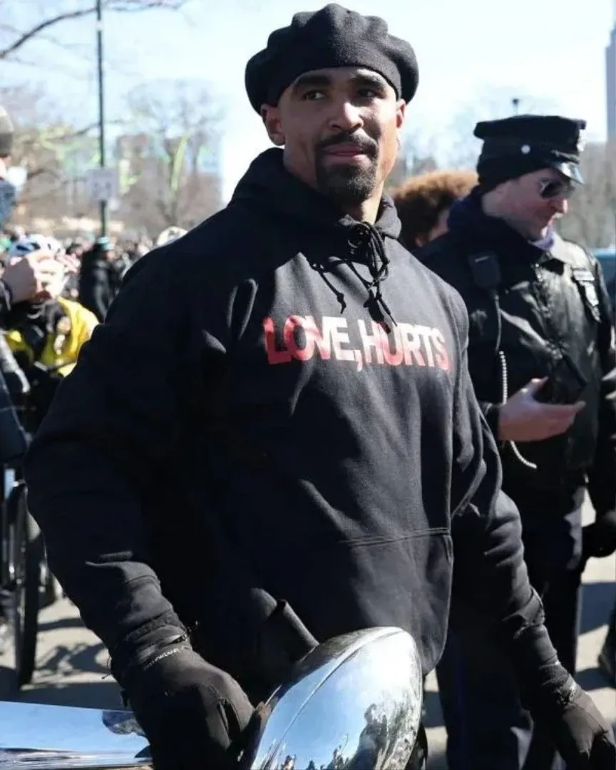 Jalen Hurts Love Hurts Male Black Hoodie