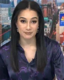 NBC News Daily 2025 Morgan Radford Purple Chain Print Shirt