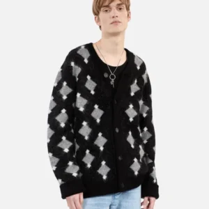 Poppas House S01 Damon Wayans Gray Diamond Print Cardigan