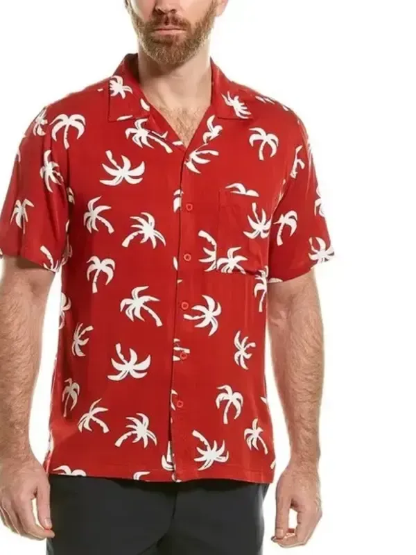 The White Lotus Ethan Spiller Red Palm Tree Shirt - Image 2