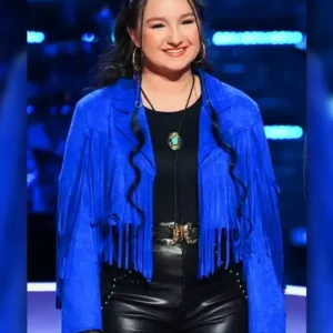 The Voice Hailey Wright Blue Fringed Jacket