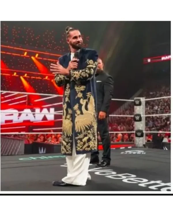 WWE RAW Seth Rollins Golden Peacock Coat