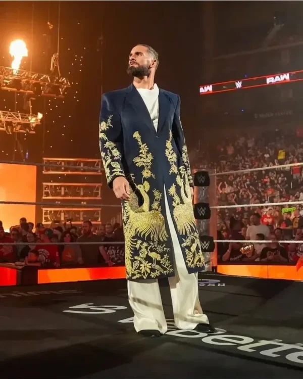 WWE RAW Seth Rollins Golden Peacock Coat