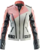 Women’s Ash Gray Pink Leather Bikers Jacket