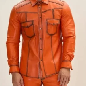 American Idol Jamal Roberts Orange Leather Shirt