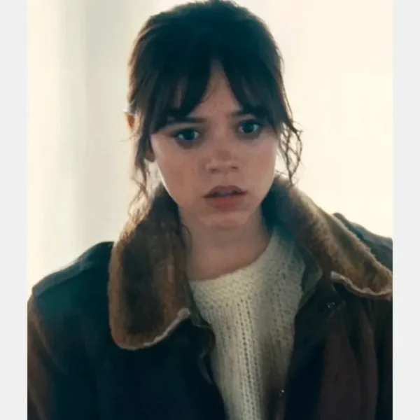 Hurry Up Tomorrow Jenna Ortega Brown Leather Jacket