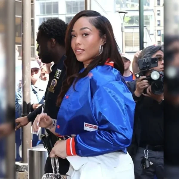 Jordyn Woods Knicks Cropped Blue Jacket