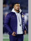 Marcus Freeman Notre Dame Fighting Blue Puffer Jacket