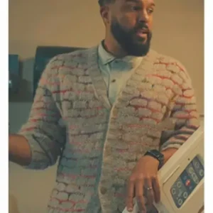 No Good Deed 2024 O-T Fagbenle Beige Patterned Cardigan
