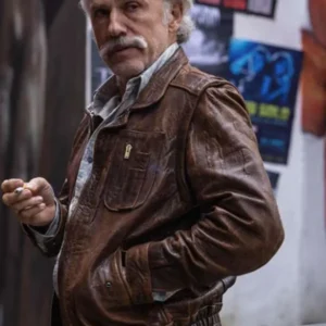 Old Guy Christoph Waltz Brown Leather Jacket