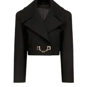 Taylor Swift Gemstone Button Cropped Black Peacoat