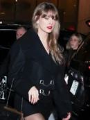 Taylor Swift Gemstone Button Cropped Peacoat