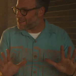 The Studio 2025 Seth Rogen Blue Print Shirt