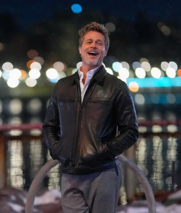 Wolves Brad Pitt Leather Black Jacket 2025