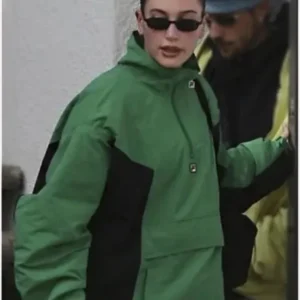Hailey Bieber Green Half-Zip Jacket
