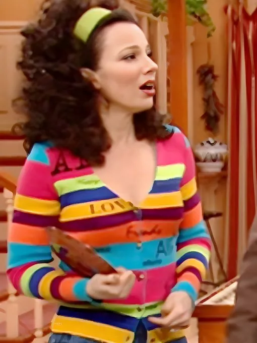 The Nanny S05 Fran Drescher Rainbow Striped Cardigan
