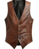 Vintage Men Brown Leather Vest