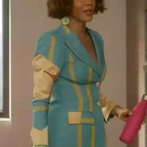 And Just Like That Nicole Ari Parker Blue and Yellow Mixed Media Suit