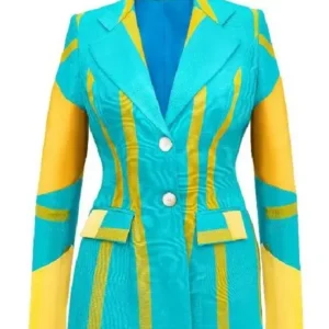 And Just Like That Nicole Ari Parker and Yellow Mixed Media Suit