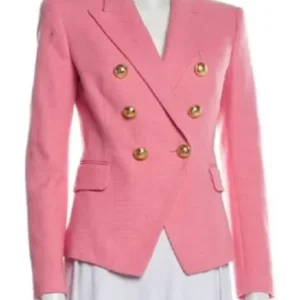 Below Deck Pink Double Breasted Tweed Blazer
