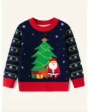 Christmas Holiday Santa Claus Blue Sweater