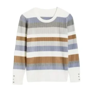 Down Home Fab Multicolor Ribbed Striped Sweater