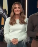 E! News Keltie Knight Light Green Feather Sleeve Sweater