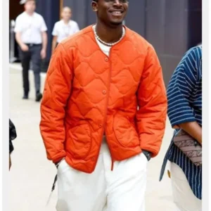 F1 2025 Damson Idris Orange Quilted Bomber Jacket