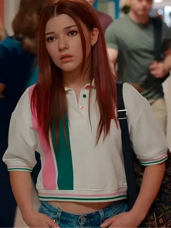 Ginny & Georgia Abby Littman Pink and Green Striped Polo Top 2025