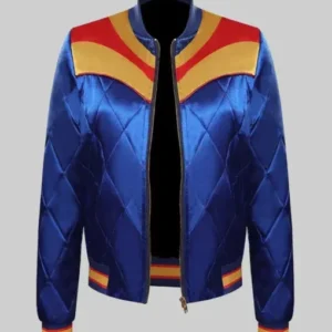 Resident Alien D’Arcy Bloom Rainbow Satin Bomber Jacket
