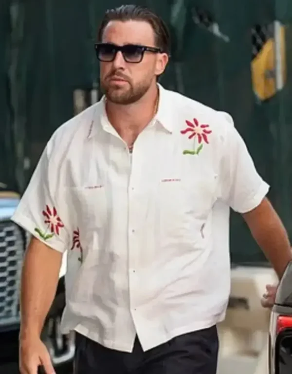 Travis Kelce Off-White Embroidered Shirt