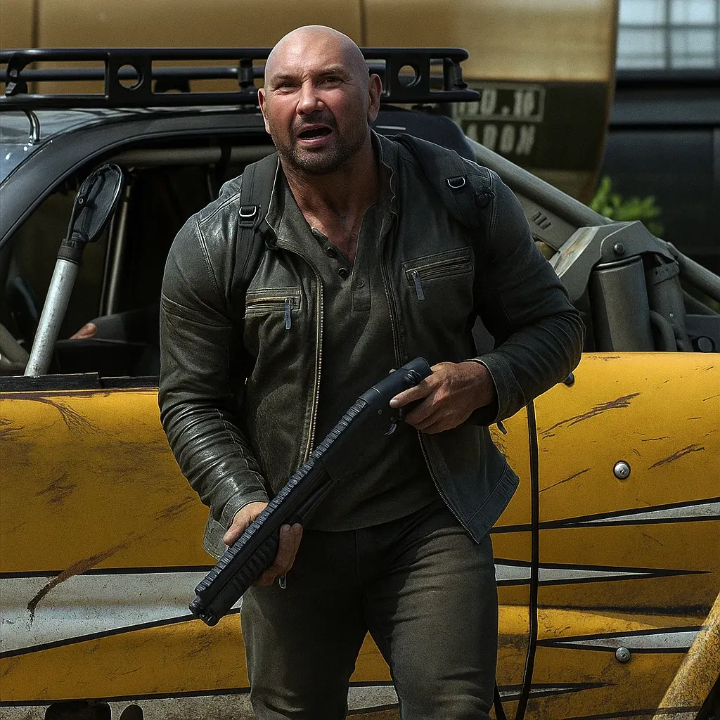 Dave Bautista Face Afterburn 2025 Leather Jacket
