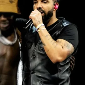 Drake Wireless Festival 2025 Black Leather Vest