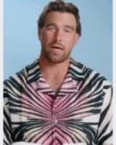 E! News Travis Kelce Pink Printed Shirt