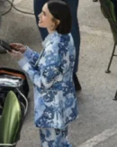 Emily In Paris S05 Lily Collins Blue Printed Blazer