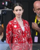 Emily In Paris S05 Lily Collins Red Paisley Shirt