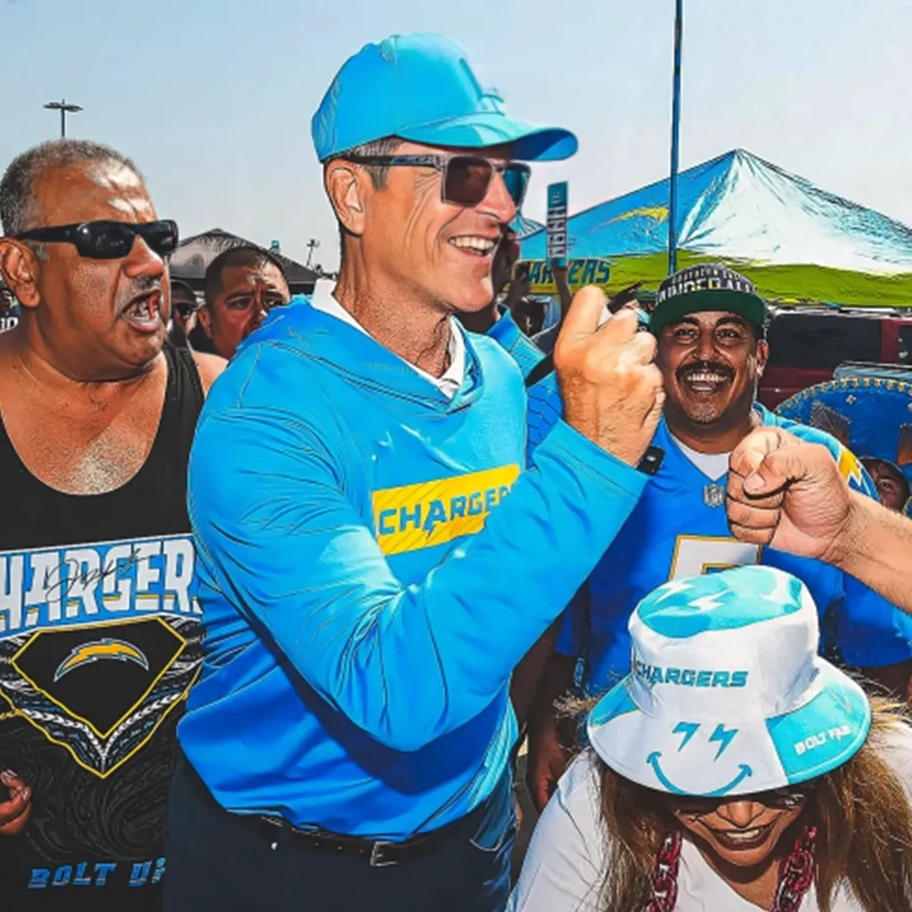 Jim Harbaugh blue Los Angeles Chargers Hoodie