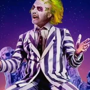Beetlejuice Film Beetlejuice Beetlejuice 2024 Michael Keaton Black & White Striped Suit