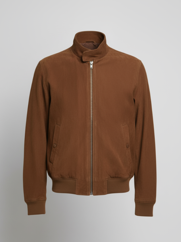 George Clooney Bomber Brown Suede Jacket