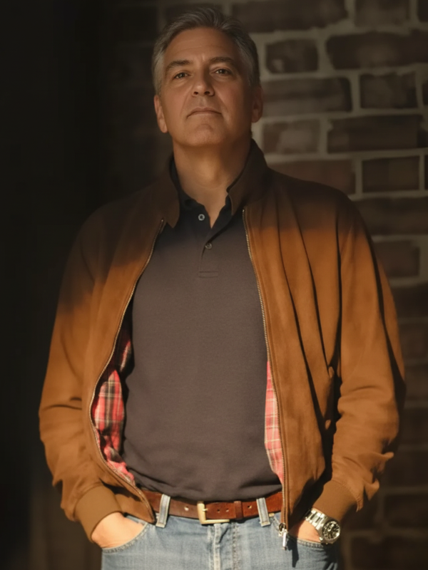 Jay Kelly George Clooney Bomber Suede Jacket