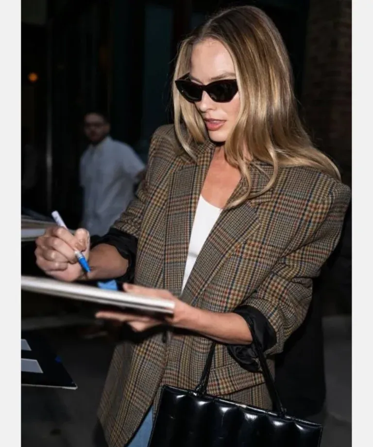 Margot Robbie Plaid Blazer