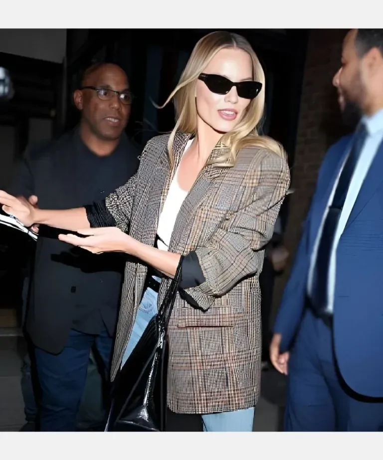 Margot Robbie Plaid Blazer