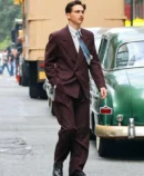Marty Supreme 2025 Timothée Chalamet Maroon Suit