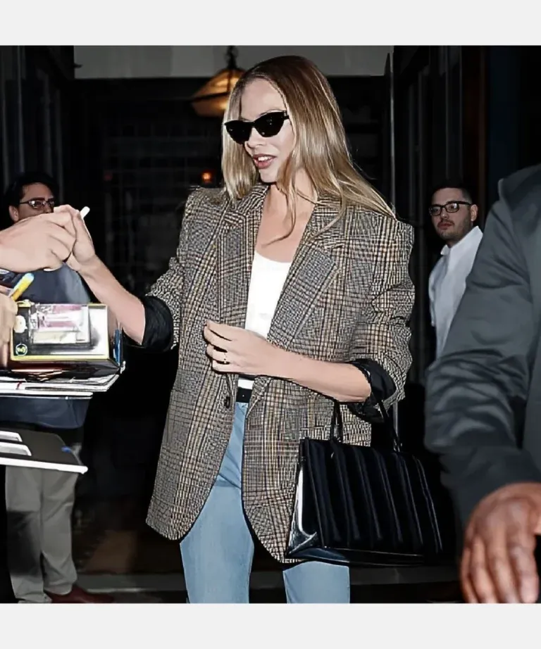 Margot Robbie Plaid Blazer