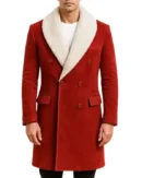 Red Shearling Christmas Trench Coat