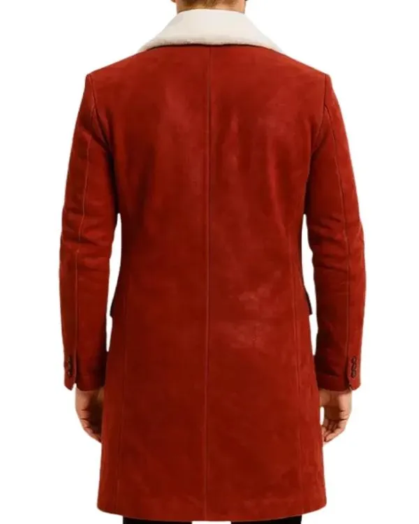 Red Shearling Christmas Trench Coat