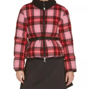 The Five 2025 Dana Perino Pink And Red Plaid Puffer Jacket