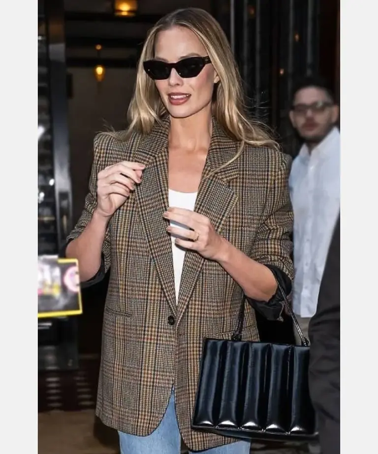 Margot Robbie Plaid Blazer