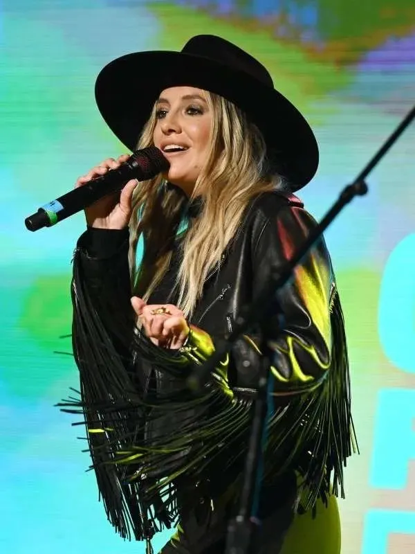 Country Power Players 2024 Lainey Wilson Fringe Leather Moto Jacket